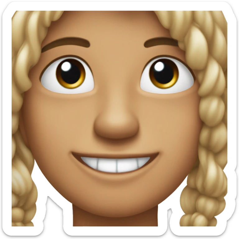 Pelo castaño largo ,ojos verdosos,sonrisa perfecta y unas mejillas sonrojadas  sticker