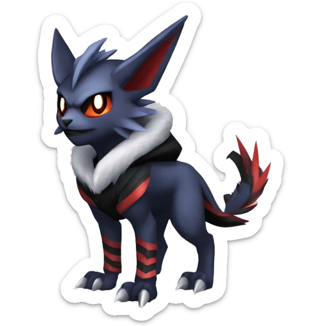 Cool Dark Edgy Absol-Noivern-Quilava-Litten-Pokémon with edgy stripes hoodie spiked collar punk Full Body sticker