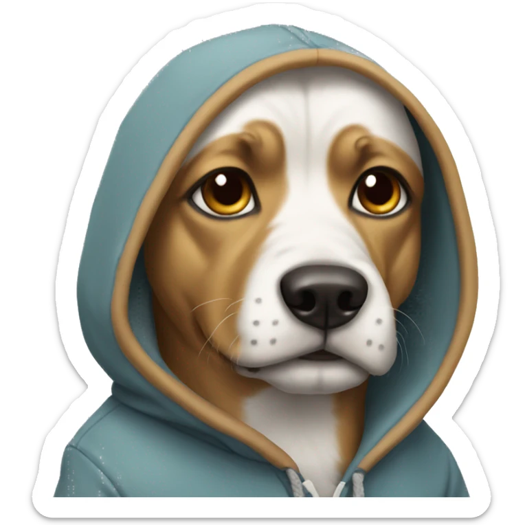 Dog wearing a hoodie sticker