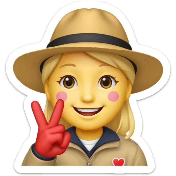 A Smiling Face with Smiling Eyes emoji with a hand korean finger heart emoji that has the middle finger sticking out sticker