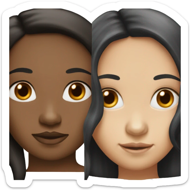 "Two girls: one with black hair and fair skin, and the other with red hair and fair skin." sticker