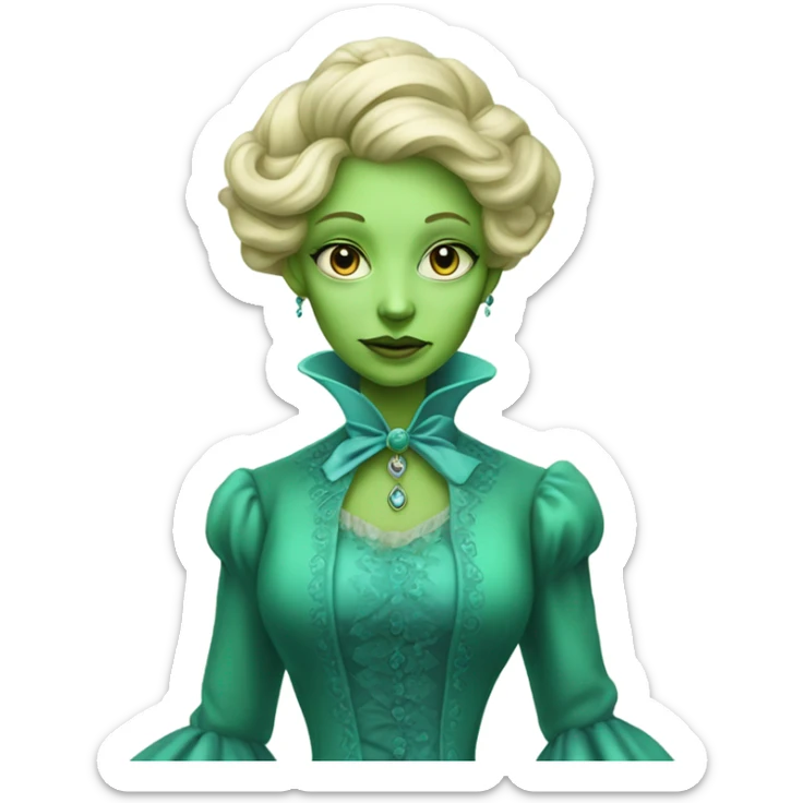 "green blonde alien woman"  in cyan
 Victorian dress elegant, full body sticker