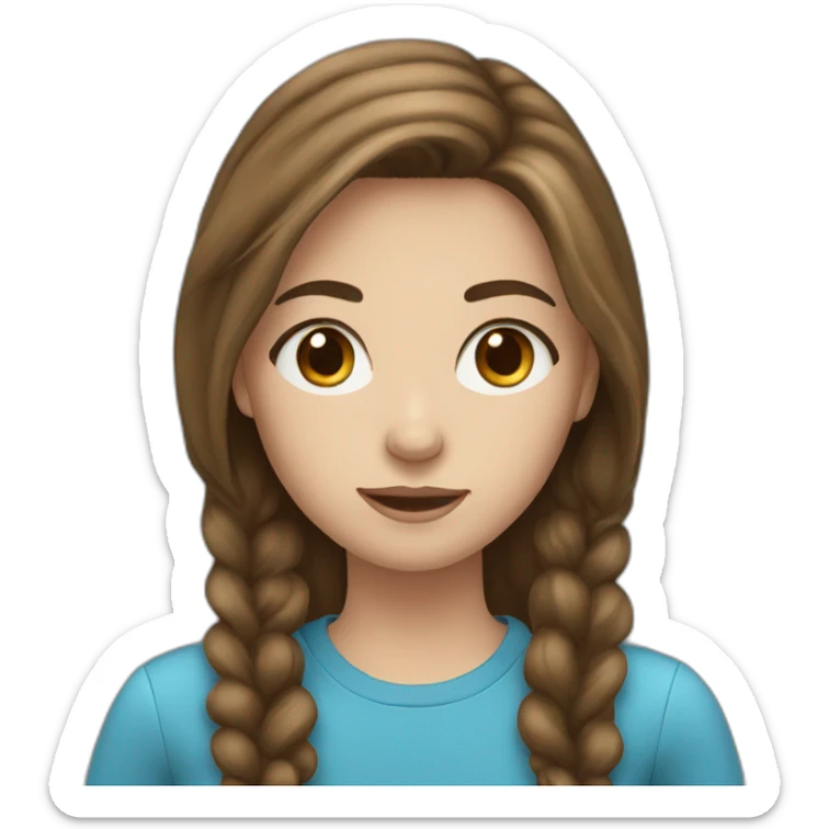 teenage girl with brown hair and blue eyes sticker