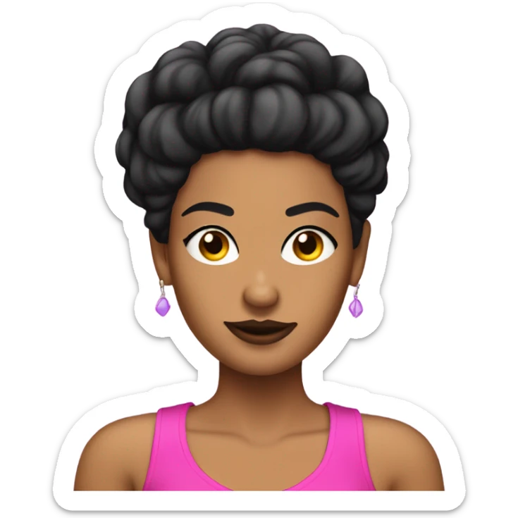 Tanned woman with black hair dressed in 1990s grunge hair, makeup, and neon attire  sticker