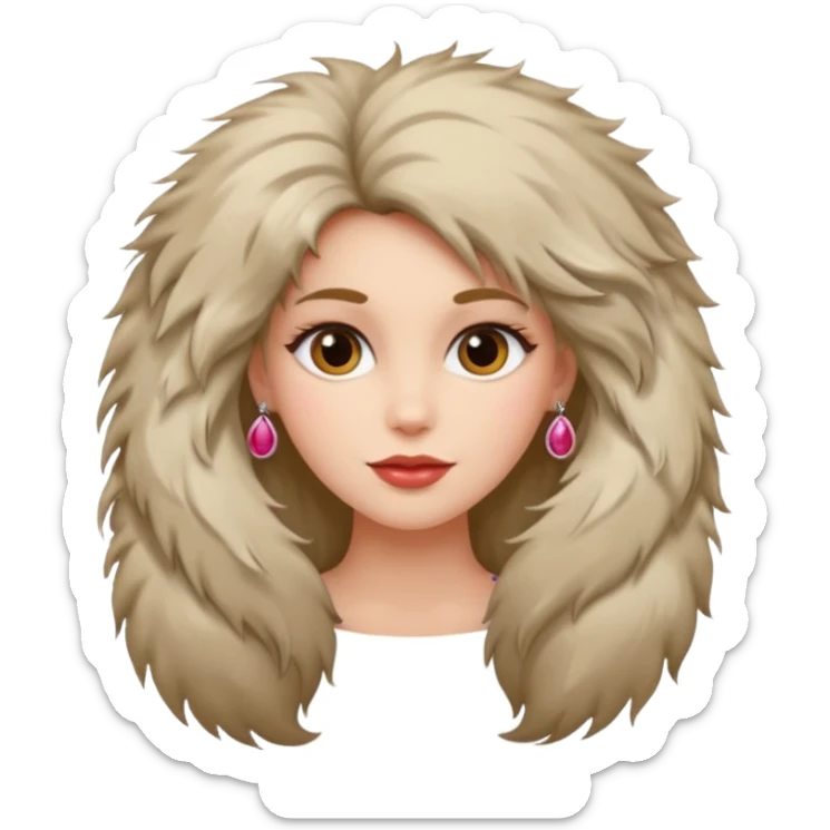 fashionist woman with fur hair clip sticker