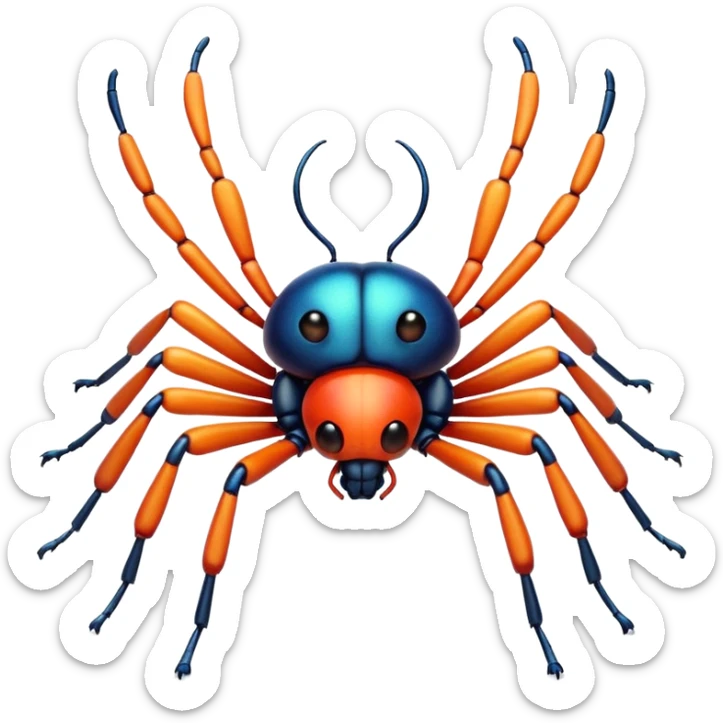 3D iPhone style emoji of a cute bug, colorful and detailed, six legs, shiny exoskeleton, isolated on white background, soft shadows, high detail, playful and cute. sticker