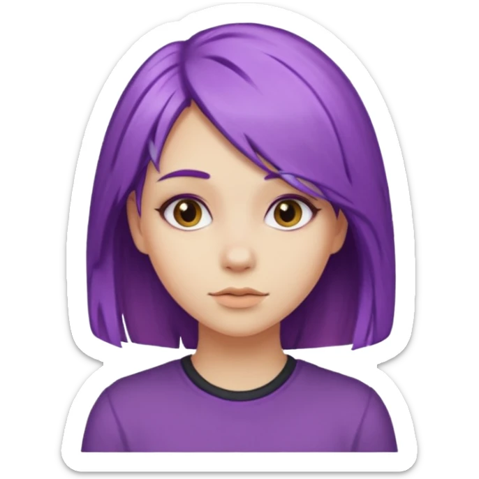 Purple hair with blond hair on top girl sticker