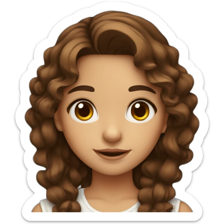cute mexican girl with wavy brown hair and big brown eyes sticker