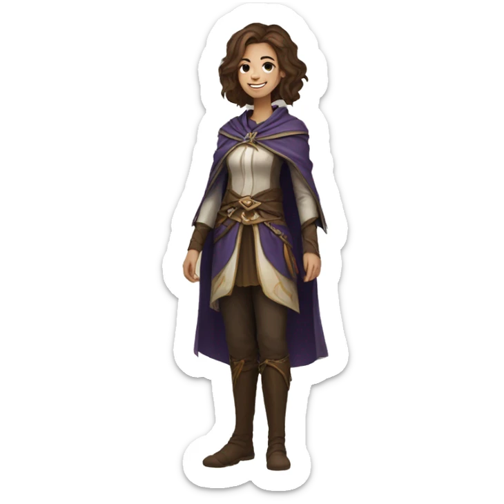 Female Gilnean with brown hair and mage clothes looks happy sticker