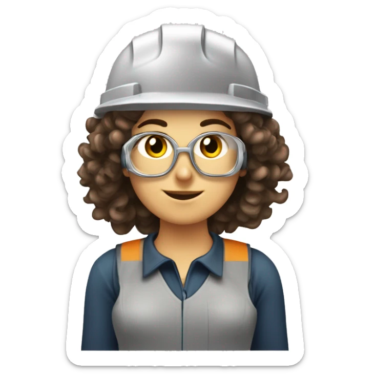 solo parte de ingeniera industrial mujer con pelo lago rizado castaño con mechones rubios y ojos grandes caferriba  sticker