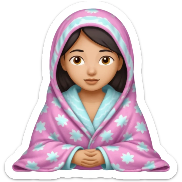 a pretty bratz fair indian girl covered in blanket, wearing pajamas sticker
