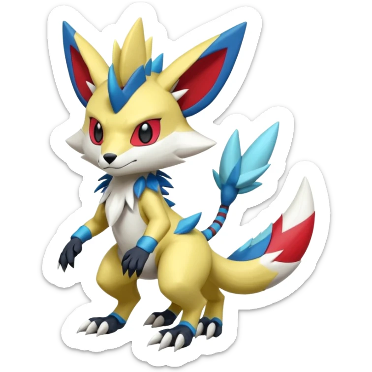 Shiny Cool Futuristic Cute Adorable Smooth Zeraora-Lombax-Sergal-Zangoose-Protogen-grem2-Wickerbeast-Pokémon, full body sticker