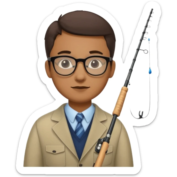 Accountant who wears glasses and loves fishing with lighter skin and bold spot sticker