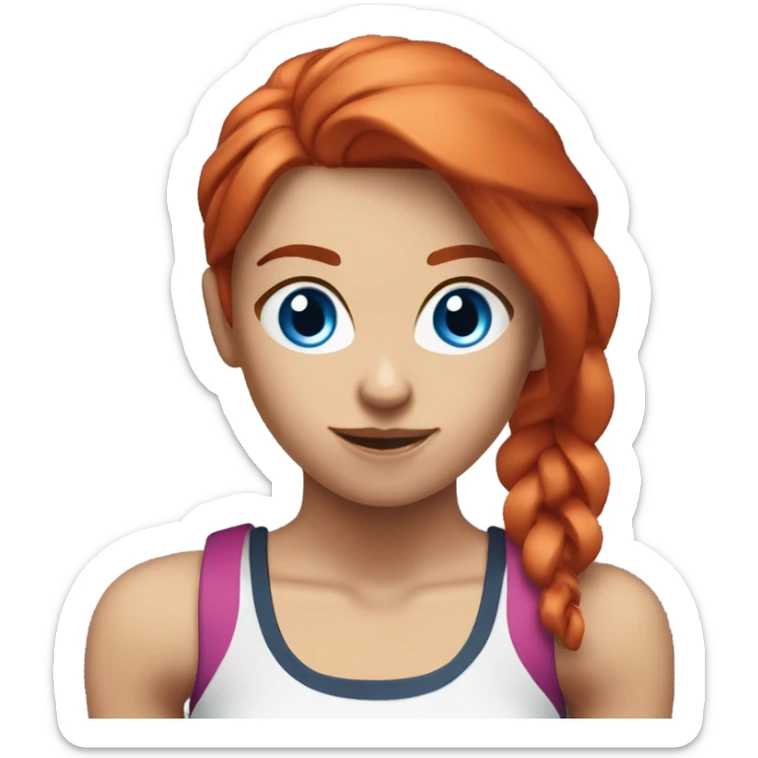 Red hair and blue eyes gym girl with dumbells sticker