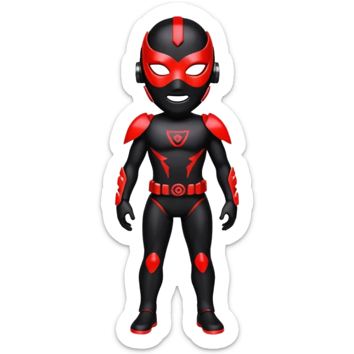 Black shiny alloy Cyber-Lombax with dark black mask and shiny glowing neon red markings (full body) sticker