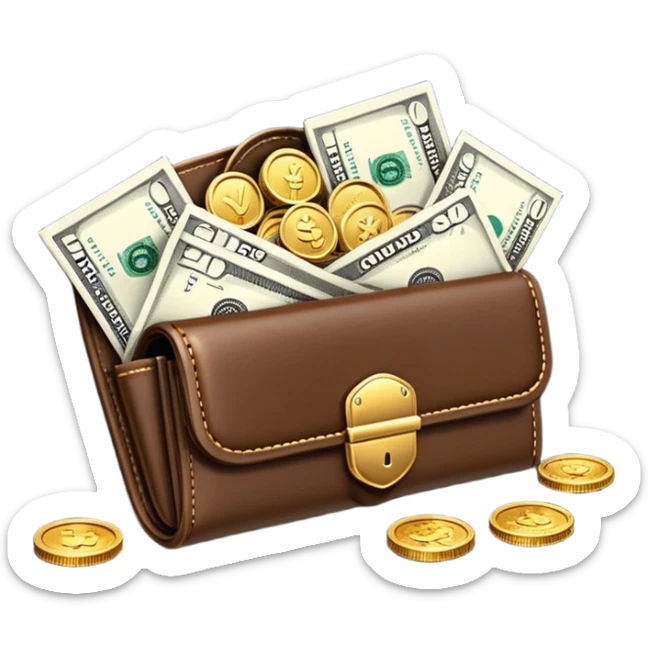 Aviator money emoji, wallet full of cash, casino vibe, premium 3D emoji style, clean, no background
 sticker