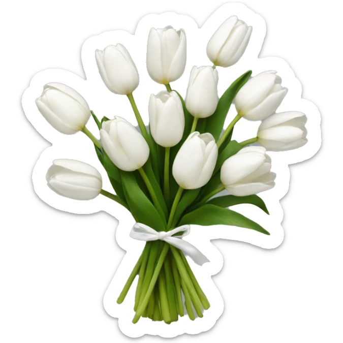 white tulip bouquet  sticker