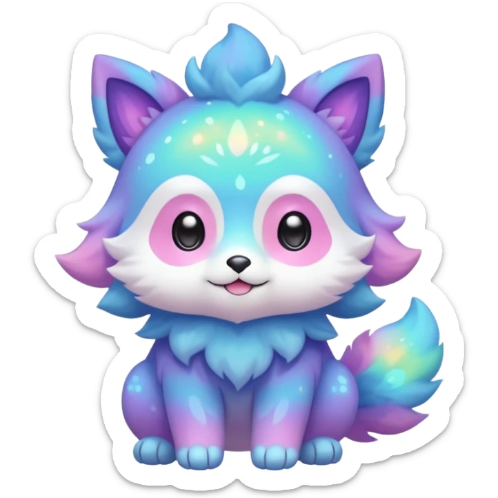 Cute adorable kawaii colorful pastel nebula fantasy animal hybrid Fakemon full body sticker