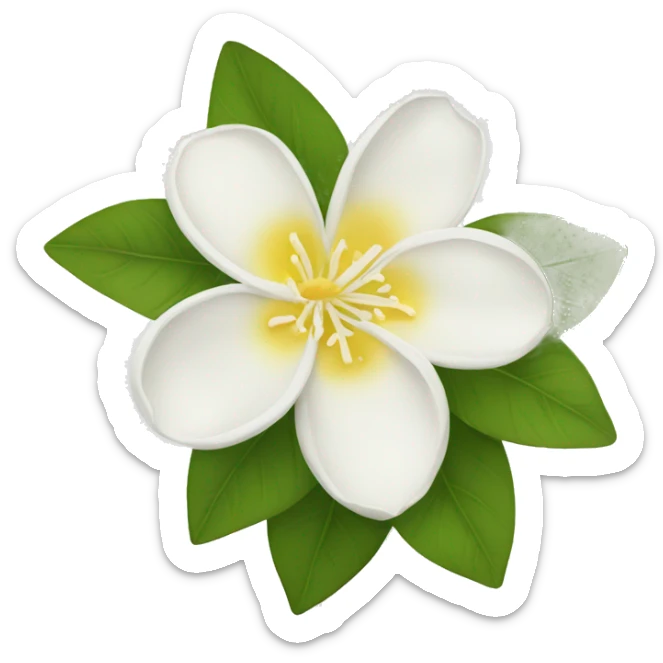 Jasmine flowers with white petals and a yellow center of stamens sticker