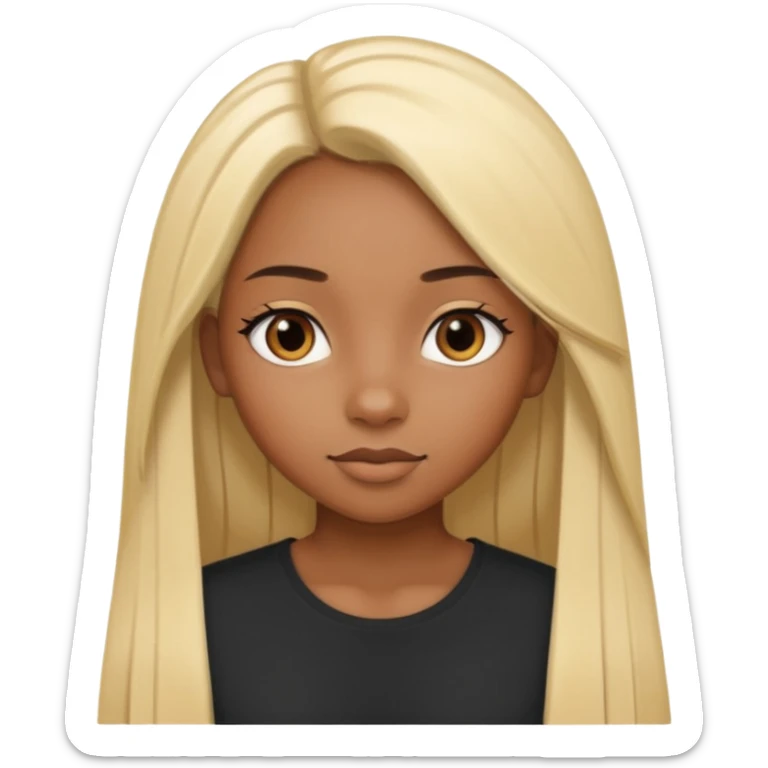 Black girl with long straight blonde hair sticker