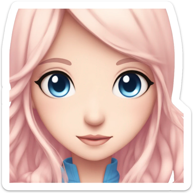 anime girl woman beatiful with pink eys and blue eyes sticker