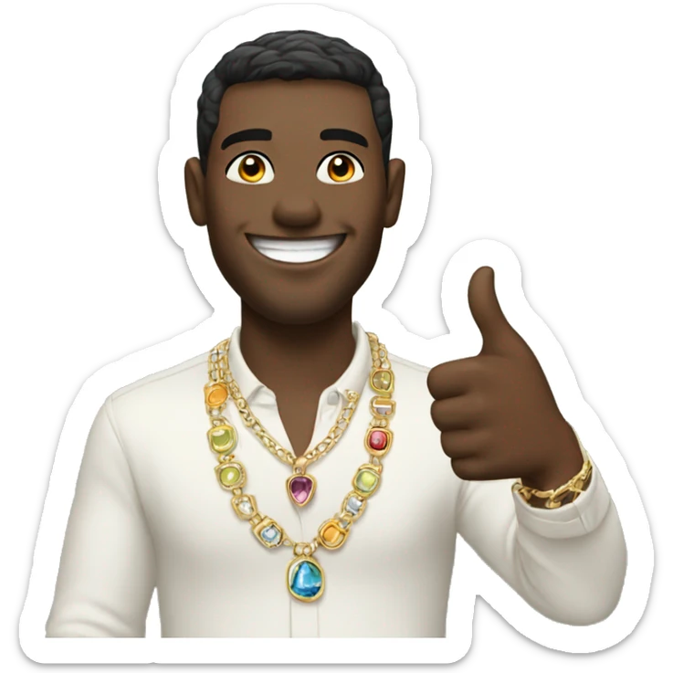 male portrait with jewelry giving thumbs up with smile  sticker
