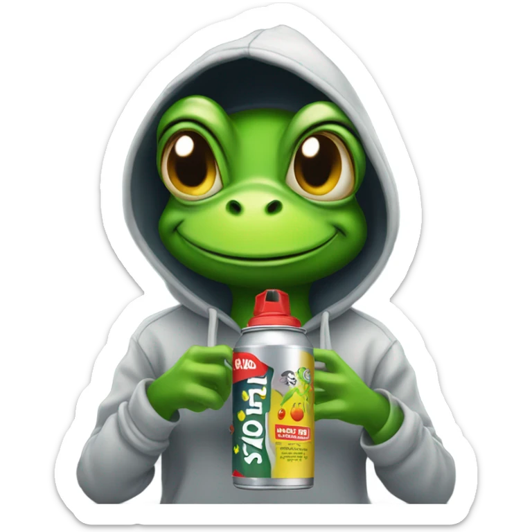 Beautiful female Frog in a hoodie with a can of spray paint  sticker