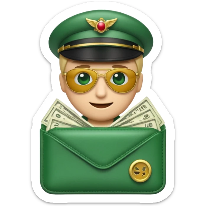 Aviator money emoji, wallet full of cash, casino vibe, premium 3D emoji style, clean, no background
 sticker