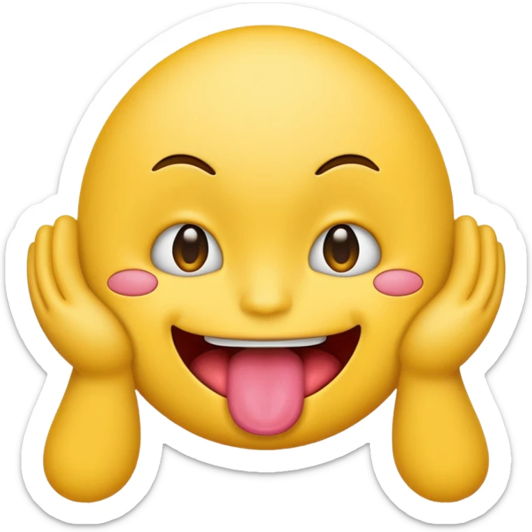 Emoji with tongue stuck out and arms on both sides of face sticker
