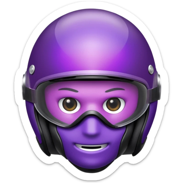 Créer un emoji avec une moto mt07 sport noir mate / violet iridescent très foncé, pare-brise de la moto violet. Avec une pilote dessus, visage masqué par la visière violette . Avec en arrière plan cercle violet. sticker