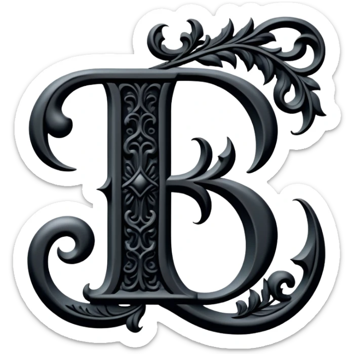 Black gothic Victorian , letter “F” eff F f F f of the alphabet sticker