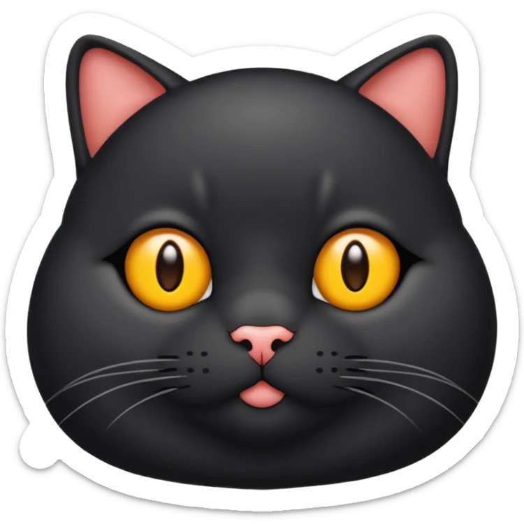 Un gato negro gordito con los ojos de color amarillos sentado sticker