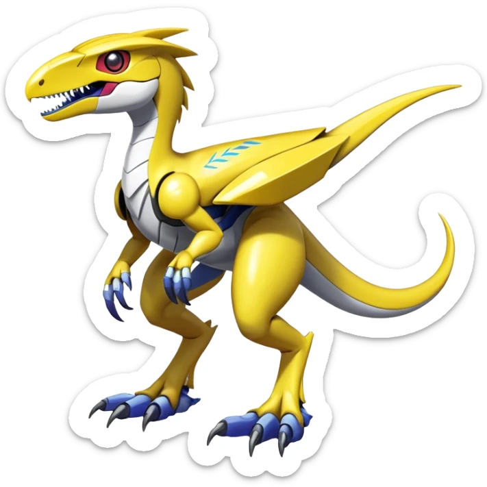 Shiny Futuristic Fakemon-Pokemon-Digimon-Spectrobes-Raptor-fusion, full body sticker