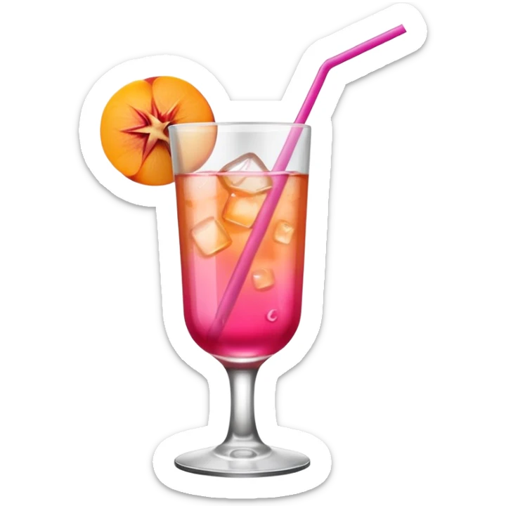 cocktail drink hot pink with an apricot skinny glass  sticker