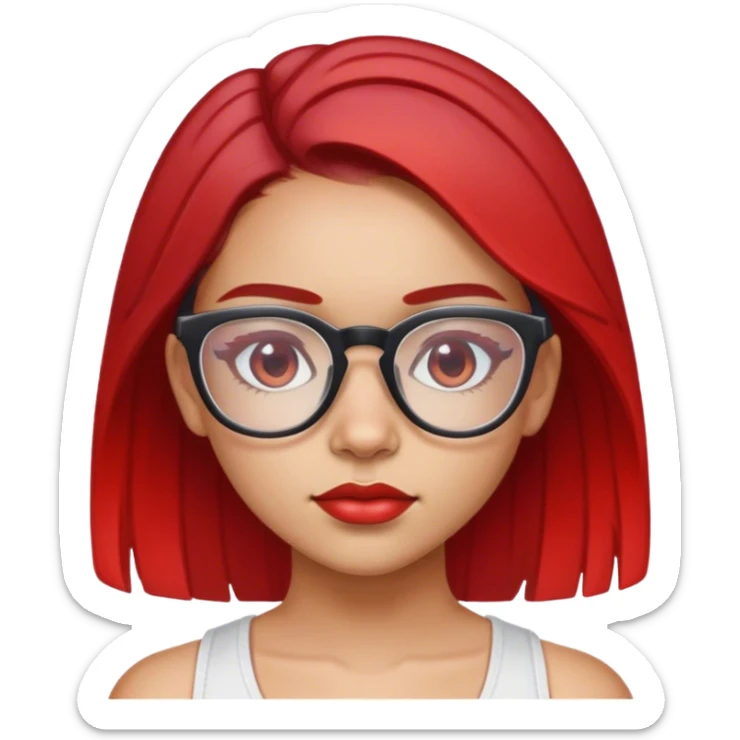 Girl with Red highlights, clear glasses, white croptop, Puerto Rican sticker