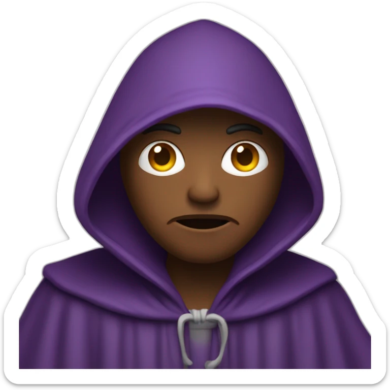 Purple robed hooded person starting into the camera angry face mean sticker