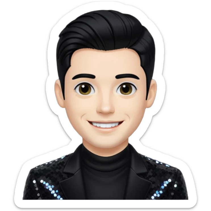 Sugar Bones, Male Electropop Singer from Confidence Man with black hair, black sequin outfit sticker