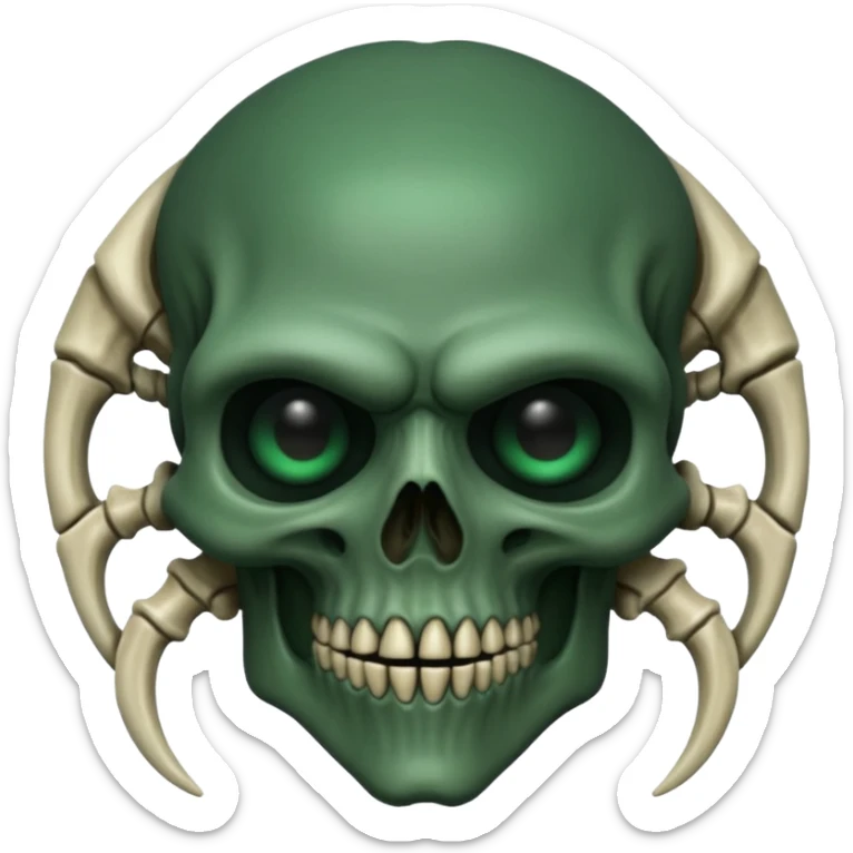 HR giger, wires dark green flesh undead sorcerer, head. bones and skin sticker