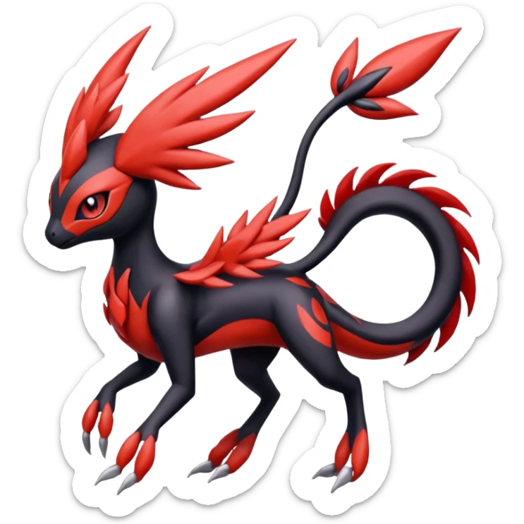 Meloetta-Nargacuga-Yveltal-Pokémon-Fakémon-hybrid-fusion-creature sticker