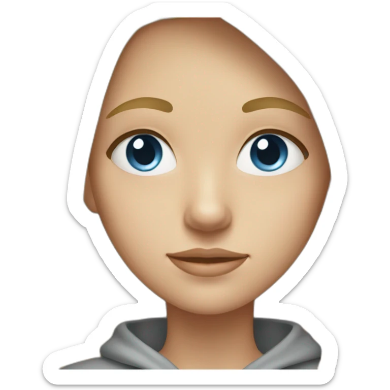 Blonde girl with straight hair and blue eye in grey hoodie  sticker