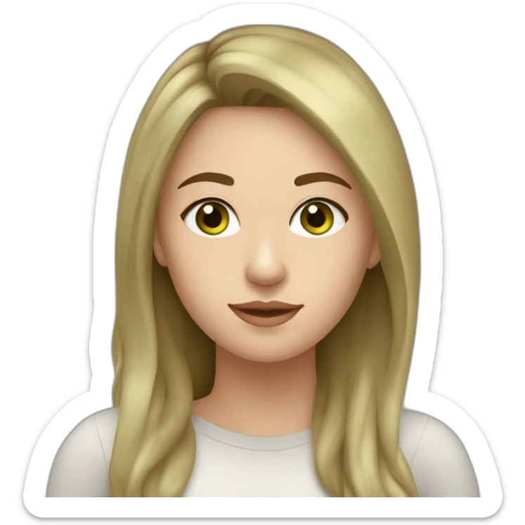 cocasian young adult woman with light brown hair and olive green eyes sticker