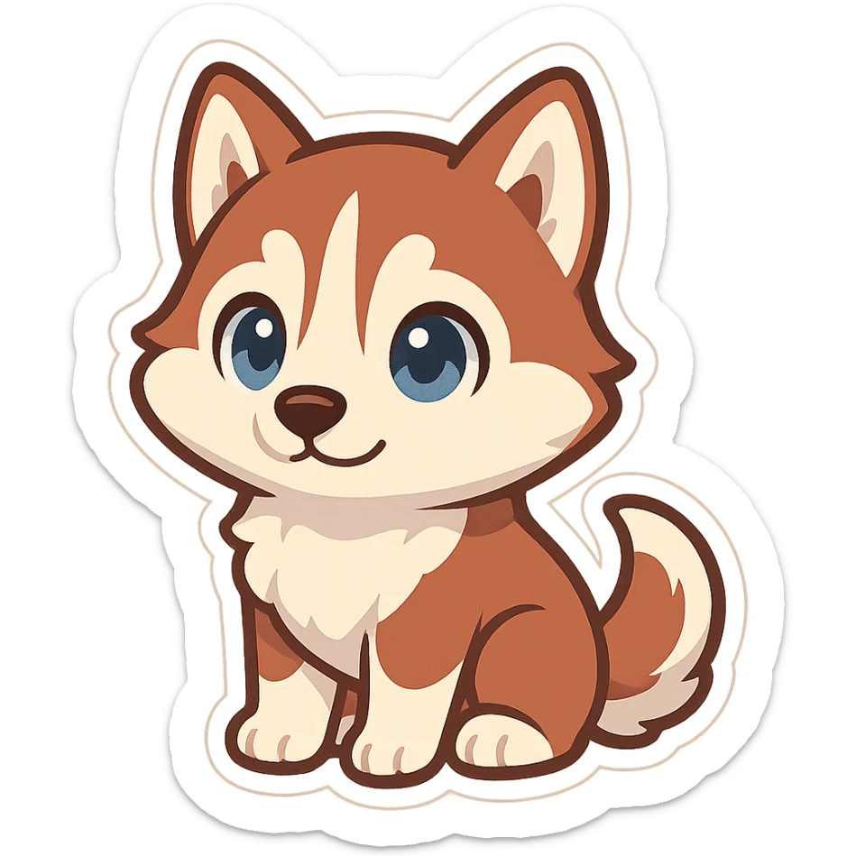 red siberian husky with blue eyes sticker