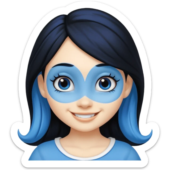 Smurffete with black hair and blue skin emoji sticker