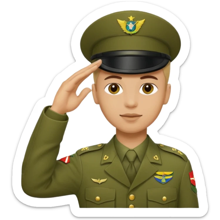 Faça o uniforme do EXÉRCITO BRASILEIRO em um soldado fazendo continência  sticker