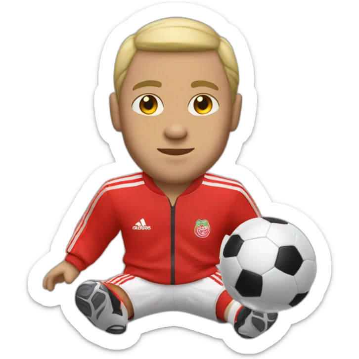Man with little hair in red Adidas soccer tracksuit long pants sticker