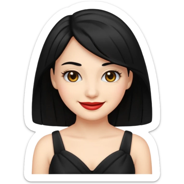 “Emoji girl, femme fatale, black hair. megan fox vibes black dress sticker