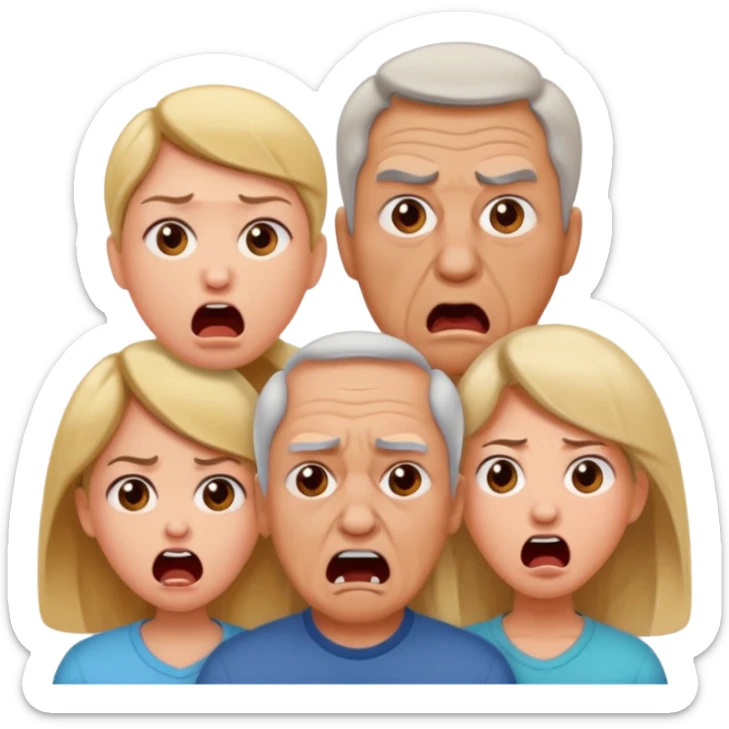 HAZ UNA FAMILIA GRITANDO, MI NOVIA, MI OPAPA. MI MAMA Y YO. CARA DE GRITOS FUERTEES. QUE SE NOITE QUE GRITAN MOLKESTOS sticker