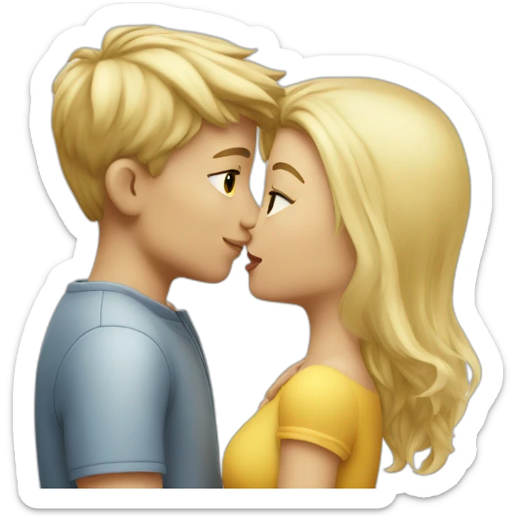 a blonde girl kissing blond europeen boy sticker