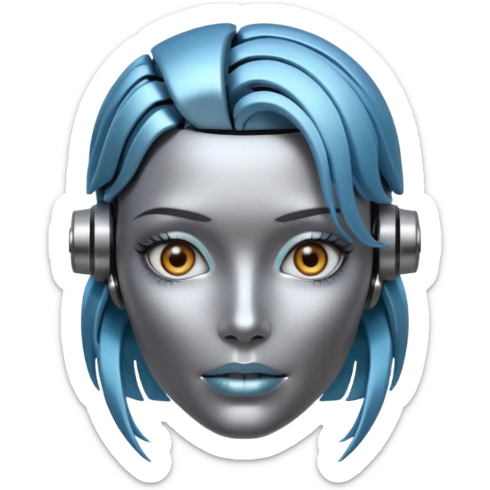 female different hair color metalic robot face like 3rd picture of the last one sticker
