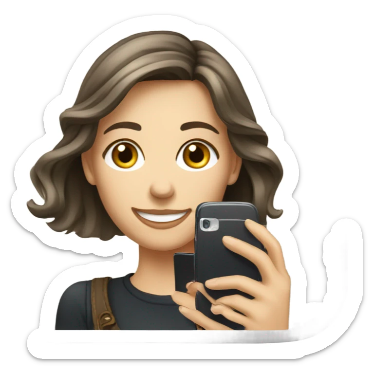 young european tourist takes pictures with her cell phone sticker